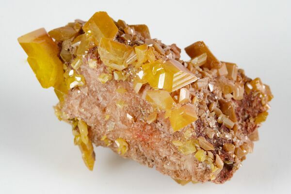 Tabular wulfenite crystals from the La Morita Mine in Mexico.